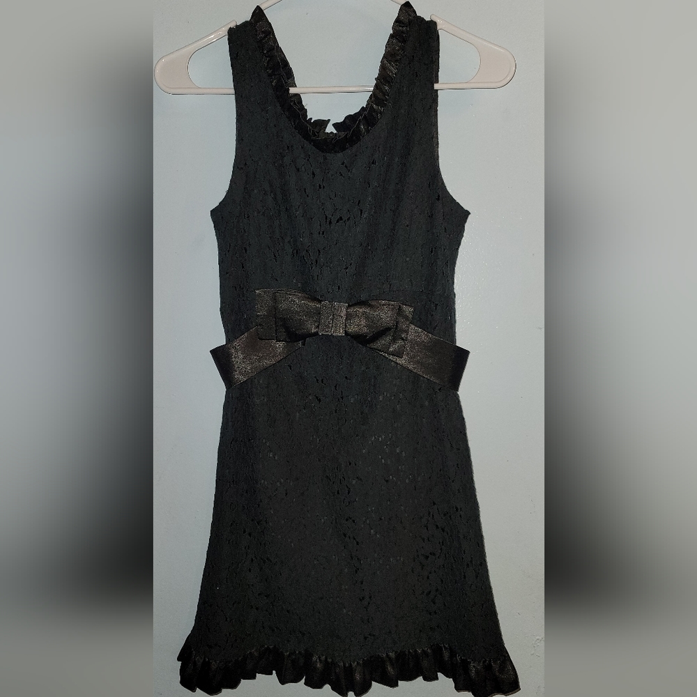 Twenty one Little Black lace dress ribbon waist  sleeveless, zippered, lined - Picture 8 of 13